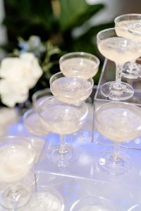 tower of champagne glasses